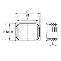 Inserts for rectangular tubes 35x15x1,0-2,0 black